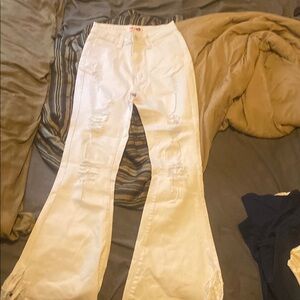 Forever 21 White Flare & Wide Leg Jeans